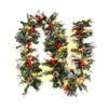 9ft Thick Christmas Garland XMAS Decorative Pre-Lit LED Lights Door Shop Wreath