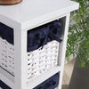 Storage Drawers White 3 Willow Baskets Navy Linen Bow Lining Home Furniture Unit