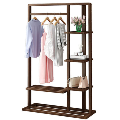 Heavy Duty Bamboo Garment Rack 6-Tier Ladder Clothes Rail Stand with Large Base