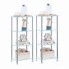 Pair of 4 Tier Clear Tempered Glass Side End Lamp Table Bedside Table w/ Shelves