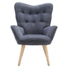 Fabric Armchair Buttoned Wing Back Single Sofa Chair Wooden Legs Lounge Recliner