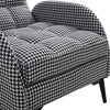 Houndstooth Fabric Armchair Tartan Checked Chair Recliner Sleeper Sofa W/Stool