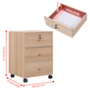 Bedside Cabinet on Casters 40 cm File Storage Cabinet with 3 Drawers under Desk