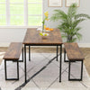 Industrial Wooden Dining Table Set 2 Bench Home Kitchen Furniture Patio Outdoor