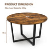 Round Coffee Table Faux Marble/Rustic Wooden Cocktail Table Snack Tea Table