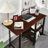 Folding Computer Desk Home Office Mobile Writing Table Workstation W/ 2 Shelves