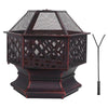 Outdoor Hexagonal Fire Pit BBQ Firepit Brazier Bowl Garden Stove Patio Heater