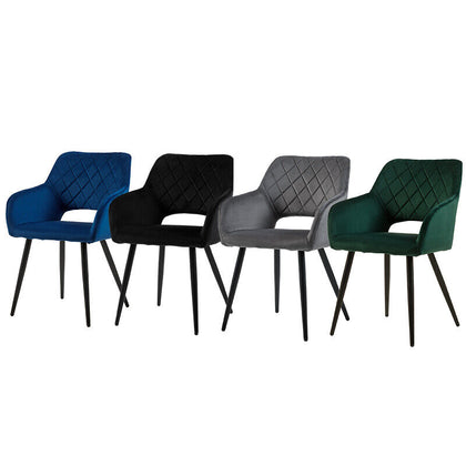 Pair of Multicolor Velvet Dining Chairs Diamond Seat With Hole Kitchen Dingroom