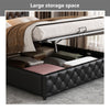4ft6 Double Bed LED Bed Frame PU Leather Gas Lift Up Ottoman Storage Bed BT