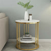 2-Tier White Marble Side Table Round Coffee Table Nightstand Jewellery Storage