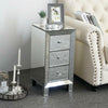 Mirrored Glass Bedside Table Cabinet 3 Drawer Crystal Handles Bedroom Nightstand