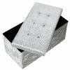 Crushed Velvet Diamante Ottoman Storage Box Folding Stool Space Saving Pink Grey