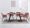 150cm Wooden Dining Table and 4 Velvet Chairs Set Padded Seat Home Kitchen Grey
