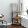 Rustic Corner Shelf Tiered Fan Bookshelf Wall Side Storage Display Floor Stand
