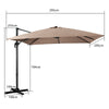 Patio Square Offset Umbrella Garden Cantilever Parasol Large Outdoor Sun Shade