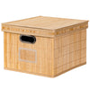 2 PCS Bamboo Woven Hamper Folding Bamboo Square Storage Bin Basket Organizer