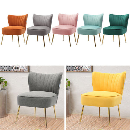 Upholstered Velvet Oyster Shell Wingback Armchair Tub Chair Fireside Sofa Lounge