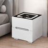 Set of 2 LED Bedside Cabinet Table Wireless Charging 2 Drawer Bedroom Nightstand
