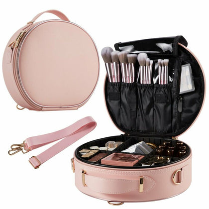 Portable Beauty Case Cosmetic Make up Vanity Case Nail Toiletry Travel Bag Round