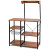 4-Tier Industrial Kitchen Baker’s Rack Utility Storage Shelf w/ Basket & Hooks