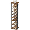 Vertical Shoe Rack 9 Tier Narrow Shoe Shelf Storage Organizer with Hooks