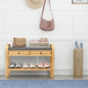 2 IN 1 Bamboo Shoe Rack Stool Seater Entryway Cushioned Bench Storage Organiser
