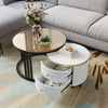 Stacking Nesting Coffee Tables Set of 2 Round Side Tables with Storage Drawers