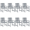 Garden Chairs 8 pcs Solid Acacia Wood Grey C5M1