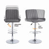 Chromed Base Round Black MDF Silver Base Bar Table&2x Grey PU Leather Bar Stools