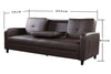 Sofa Bed Faux Leather with Cup holder and Armrests 3 Seater Black Brown Ash Grey