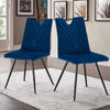 2pcs Dining Room Blue Velvet Padded Upholstered for Dining/Living Room Modern