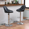 Set of 2 Glossy Blue Bar Stools Faux Leather Chrome Base Gas Lift Swivel Kitchen