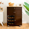 Rolling Kitchen Storage Trolley Cart Cupboard Island Cabinet 3 Tier Wine Rack