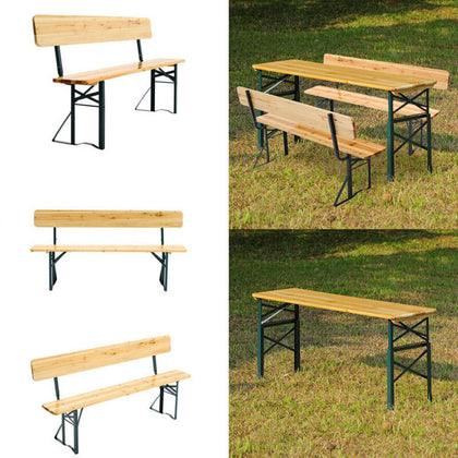 Folding Table & 2 Benches Set Trestle Camping Party Picnic BBQ Garden In/Outdoor