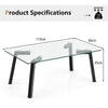 Tempered Glass Coffee Table Modern Cocktail Table Retangular Center Tea Table