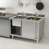 Stainless Steel Commercial Kitchen Sink Single/Double Bowl Storage Cupboard