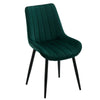 2x Dining Chairs Set Velvet Upholstered Stripe Back Dining Room Reception Chair