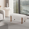 Upholstered Bench Bedroom Dining Room Home Stool Bench With Walnut Wooden Feet