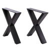 2PCS INDUSTRIAL STEEL TABLE LEGS CABINET CHAIR DESK X-SHAPED LEGS SET BLACK UNIT