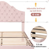 Double Size Bed 4ft6 Velvet Upholstered Bed with Headboard for Kids Teens QU