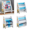Children Bookshelf Kids Sling Book Rack with Storage Bins Toys Organizer White