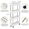 4-Tier Home Trolley Kitchen Storage Cart Steel Bars 4 Wheels Rolling Unit White