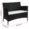 Garden Bench with Cushion Poly Rattan Black Outdoor Patio Bench Seat