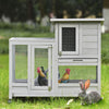 Wooden Rabbit Hutch Guinea Pig Hutches w/ Run Open Roof Small Animal Cage Grey