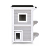 Wooden 2-Floor Cat House Pet House Kitten Shelter With Window Outdoor Indoor