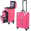 Pro Makeup Trolley Case Nail Polish Storage Box Beauty Cosmetics Organizer Pink