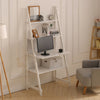Wood Computer Desk W/ Shelves Ladder Book Shelf Display Stand Laptop Table White