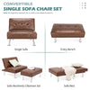 2-Piece Sectional Modern Sofa Set Leather Chaise Lounge W/ Ottoman Foot Stool