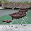 Folding Leisure Lazy Lounger with Footstool Set Outdoor Garden Padded Seat Chair