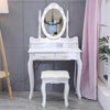 Medieval European Dressing Table with Hollywood LED Lights Mirror Makeup Cabinet